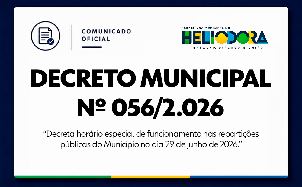 Prefeitura informa horário especial de expediente no dia 29 de junho