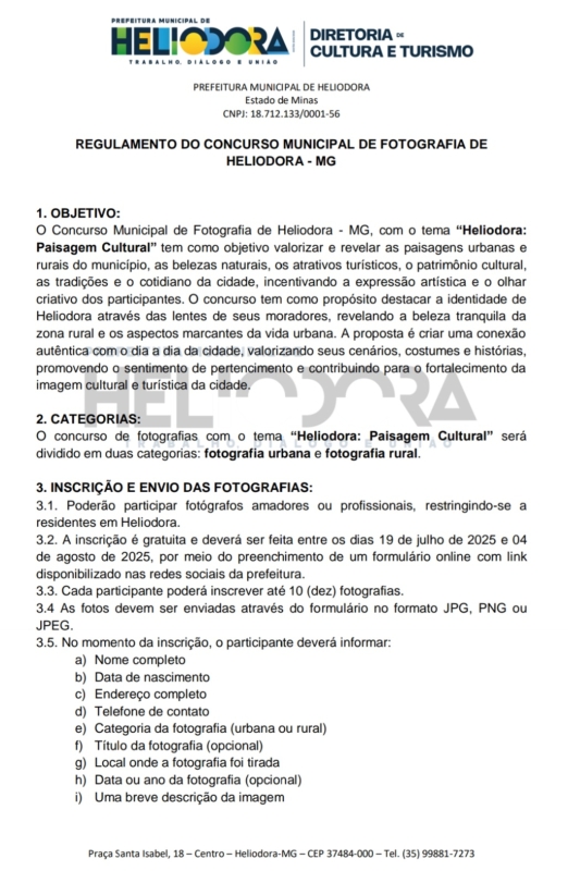 Regulamento do Concurso Municipal de Fotografia